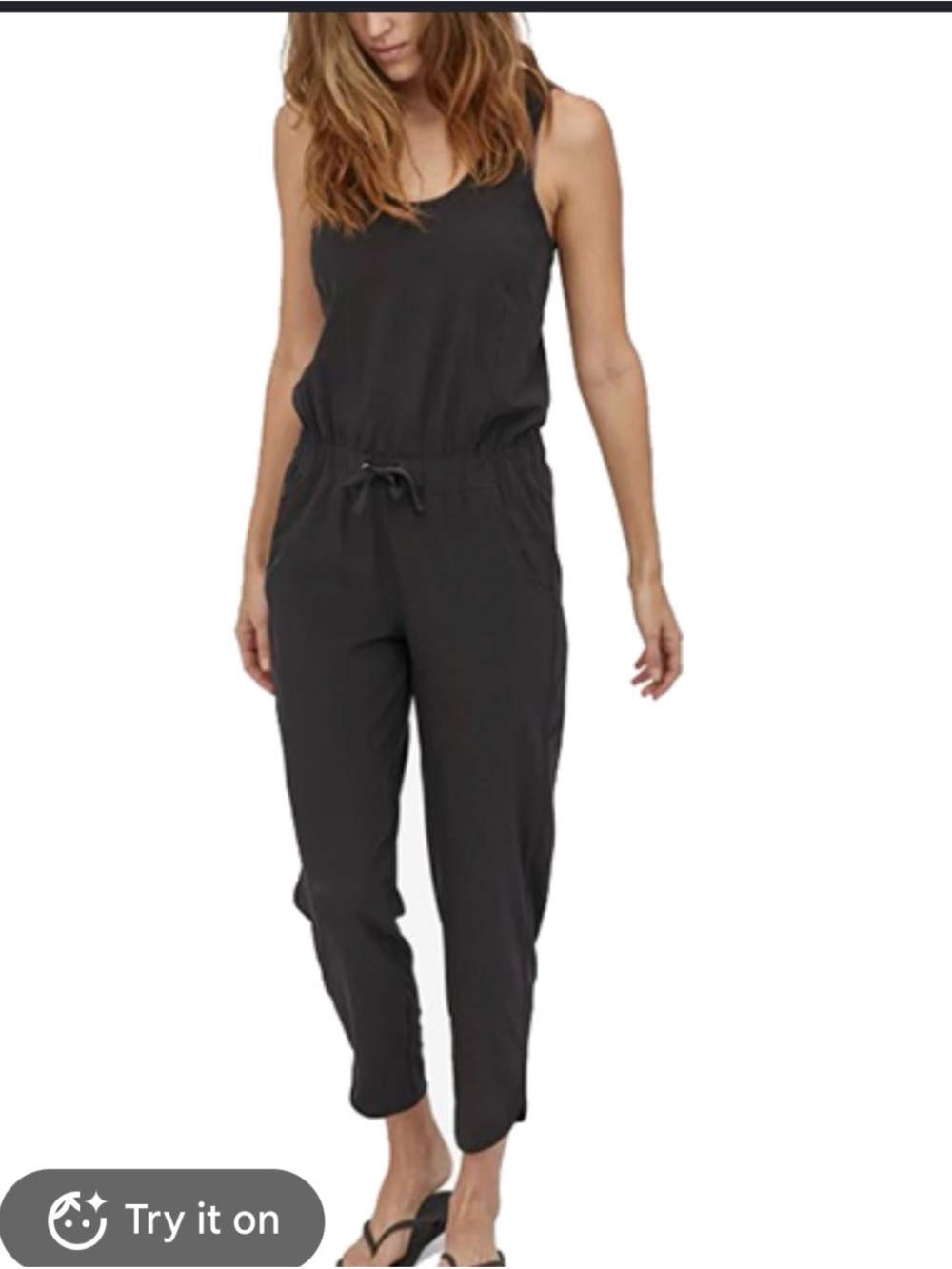 Patagonia Black Sleeveless Drawstring Jumpsuit
